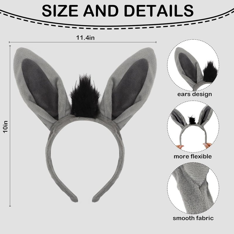 Semato Donkey Headband Cute Costume Donkey Ears Headwear Face Wash Headband Donkey Head Wear Fashion Hairband Hair Accessories for Adult Party Decoration - Image 2